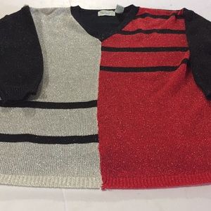 Women M Arcylic/Metallic Red, Silver Black Sweater
